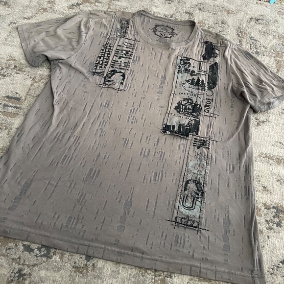 Grunge American Rag Cie Men’s Distressed T-Shirt — Light Green (Size XL) - Picture 2 of 7